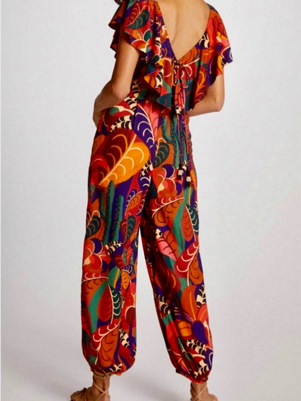 FARM Rio Multicolor Abstract Print V‑Neck Jumpsuit - Picture 2 of 2